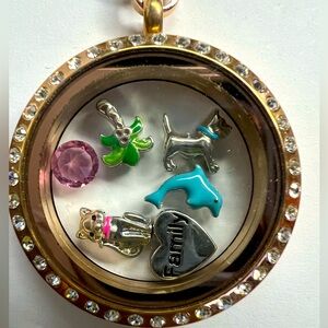 Origami Owl. Rose Gold Necklace and Pendant. (Never worn)